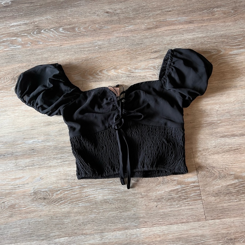 Missguided black Chiron shirred waist blouse